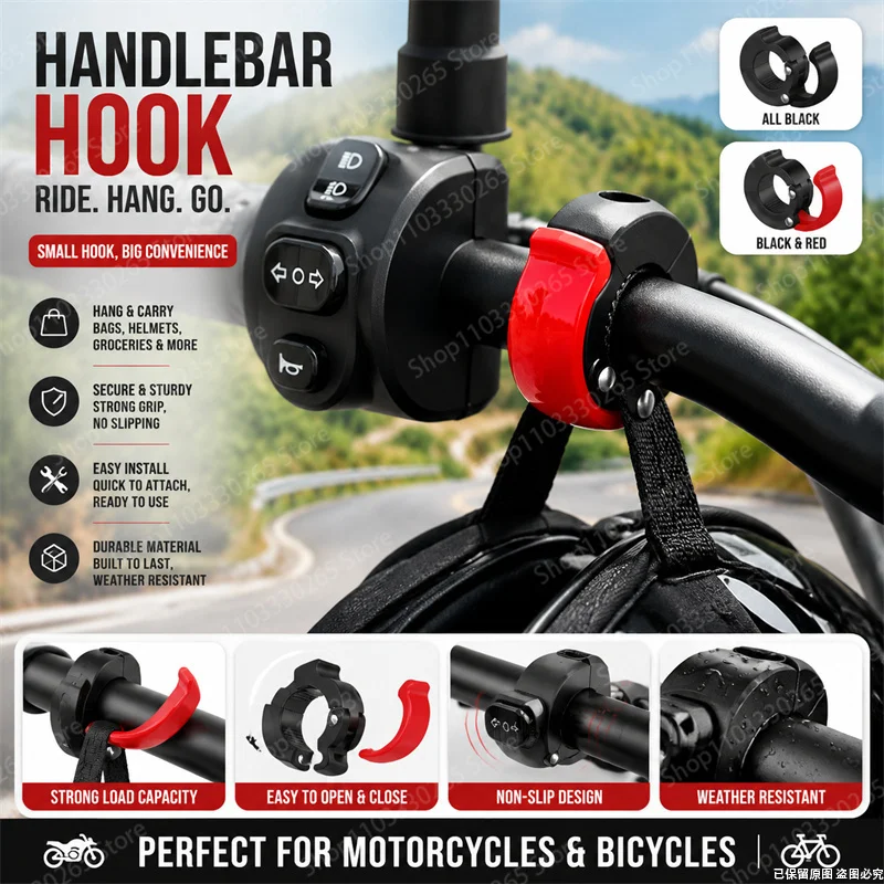 Motorcycle Gear Backpack - Wytrzymały hak na kierownicę motocykla, antypoślizgowy,